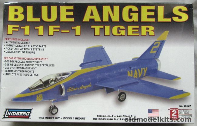 Lindberg 1/48 Grumman F11F-1 Tiger Blue Angels - (F11F F11F1), 70542 plastic model kit